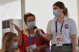 Журналисты на пресс-конференции, посвященной открытию Международного джазового фестиваля Koktebel Jazz Party - 2021 в Крыму